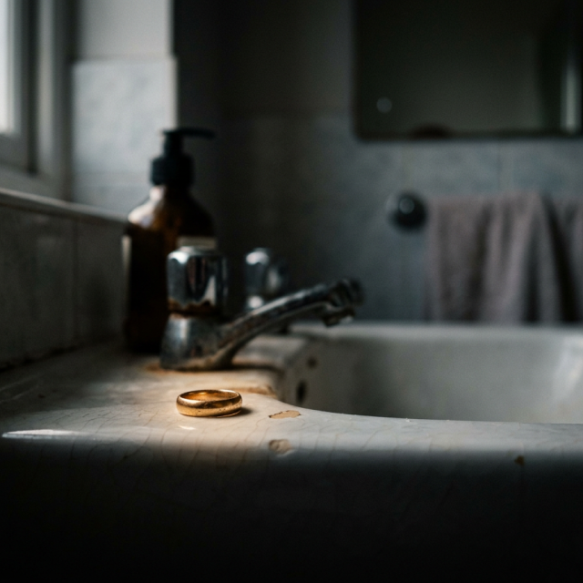 Firefly_Gemini Flash_A cinematic fine art detail shot in a softly lit bathroom, early morning. Close-up of 693001